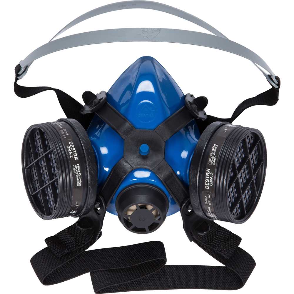 Respirador semifacial com 2 cartuchos para vapores orgânicos, azul1